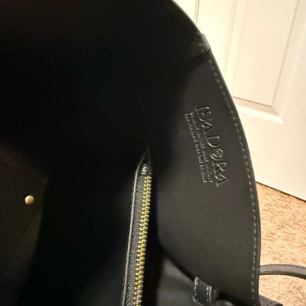Isadora Black Leather Tote Bag